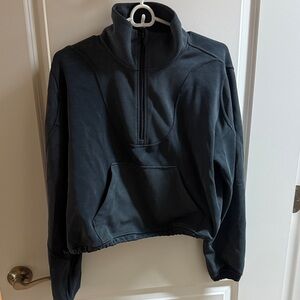 Navy Lululemon crop Half-Zip Pullover